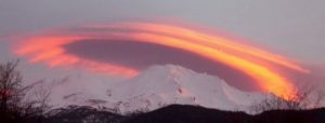 Mount Shasta lenticular sunset